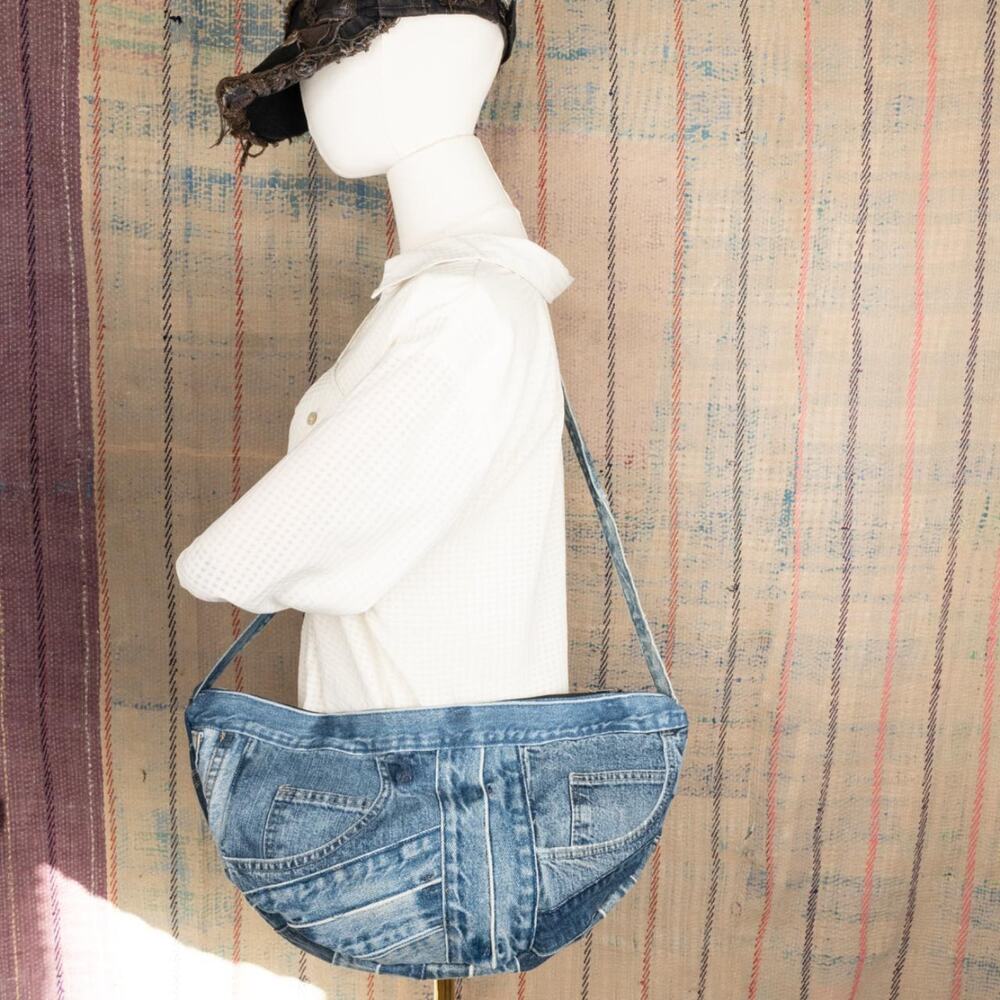 Custom upcycled denim crossbody bag